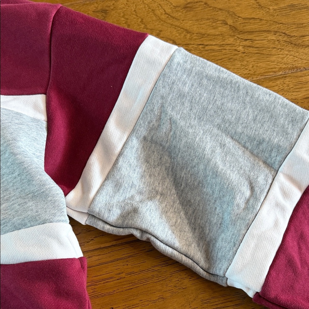Superdown Julet Cropped Rugby Polo Top in Burgundy, Gray & White - Picture 7 of 9
